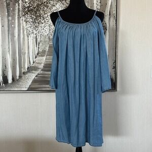 Karen Kane Womens Denim Off The Shoulder Light Weight 100% Tencel Dress NWOT - M